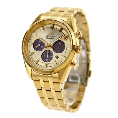 Pre-owned Orient Contemporary Rn-tx0301g Panda Gold Solar Analog Chronograph Men Watch