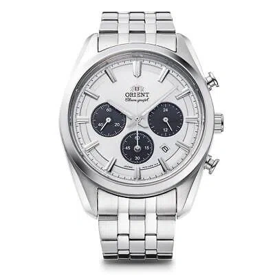 Pre-owned Orient Contemporary Rn-tx0305s Panda Solar Analog Chronograph Men Watch