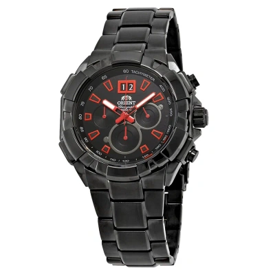 Orient Enterprise Chronograph Black Dial Men's Watch Ftv00004b In Red   / Black