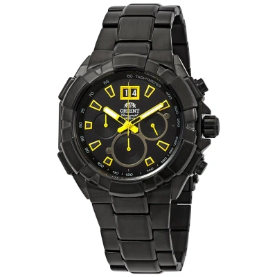 Orient Enterprise Chronograph Black Dial Men's Watch Ftv00007b In Black / Yellow