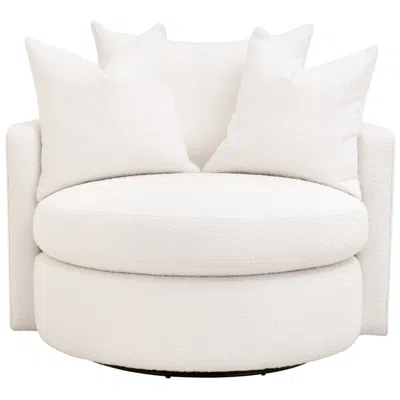Orient Express Furniture Lourne Petite Swivel Sofa Chair, Livesmart Boucle-snow