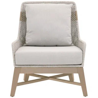 Orient Express Furniture Tapestry Outdoor Club Chair, Taupe & White Flat Rope, Taupe Stripe