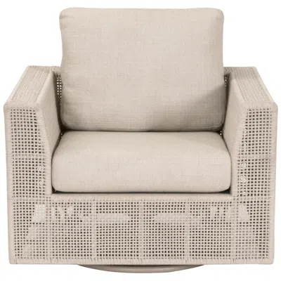 Orient Express Furniture Tropez Outdoor Swivel Rocker Sofa Chair, Oat Flat Rope