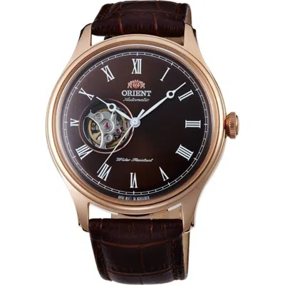 Pre-owned Orient Fag00001t0,men Open Heart,mechanical Movement,strap,rose Tone,strap,wr