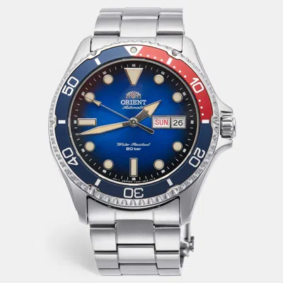 Pre-owned Orient Kamasu Ii Ra-aa0812l19b Blue Dial Stainless Steel Men's Wristwatch 41.80 Mm In Silver