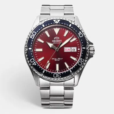 Pre-owned Orient Kamasu Mako Iii Ra-aa0003r19b Red Dial Stainless Steel Men's Wristwatch 41.8 Mm