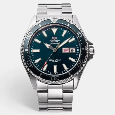 Pre-owned Orient Kamasu Mako Iii Ra-aa004e19b Green Dial Stainless Steel Men's Wristwatch 43 Mm