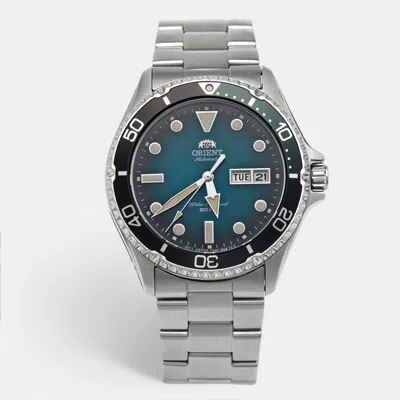 Pre-owned Orient Kamasu Maku Iii Ra-aa0811e19b Blue Dial Stainless Steel Men's Wristwatch 41.80 Mm In Silver