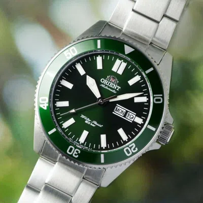 Pre-owned Orient Kano Diver Mechanical Watch Day Date Green Dial Aa0914e Made In Japan
