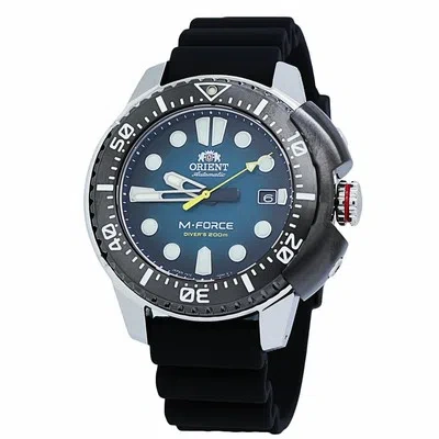 Pre-owned Orient M-force Automatic Divers Green Dial Silicone Men's Watch Ra-ac0l04l In Stainless Steel