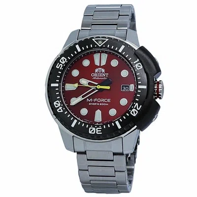 Pre-owned Orient M-force Automatic Divers Red Dial Stainless Steel Men's Watch Ra-ac0l02r