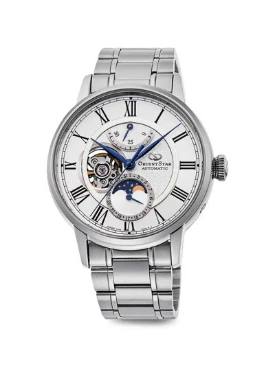 Orient M45 F7 Mechanical Moon-phase 41mm Watch In Silver