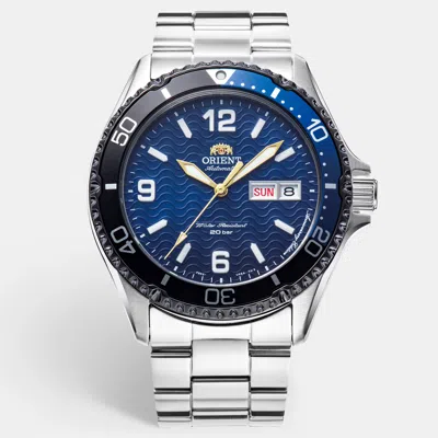 Pre-owned Orient Mako 20th Anniversary Limited Edition F692-ubm0 Blue Dial Stainless Steel Men's Wristwatch 42 Mm