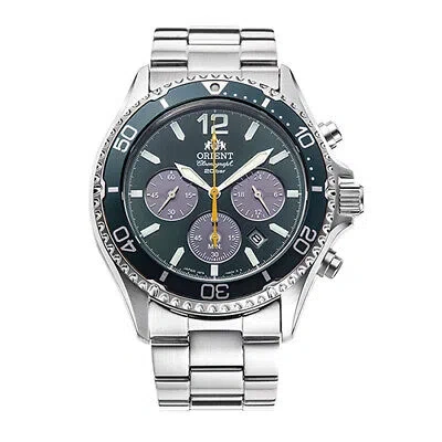 Pre-owned Orient Mako Chronograph Rn-tx0204e Green Sapphire Crystal Men's Watch In Box