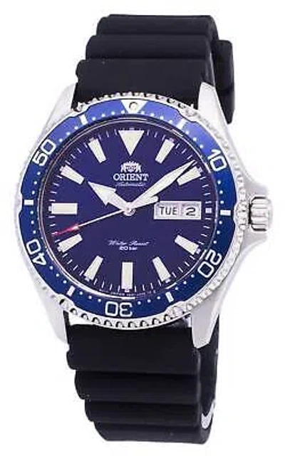 Pre-owned Orient Mako Iii Ra-aa0006l19b Blue Dial Rubber Strap Automatic 200m Mens Watch