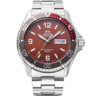 Pre-owned Orient Mako Rn-aa0820r Limited Mechanical Automatic Watch Bordeaux Dial 41.8mm