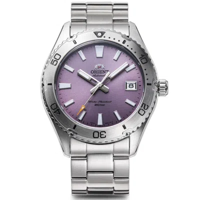 Pre-owned Orient Mako Rn-ac0q06v Sports Mechanical Automatic Watch Lilac Dial 39.9mm