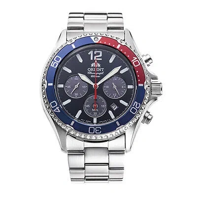 Pre-owned Orient Mako Rn-tx0201l Blue Chronograph Pepsi Bezel Men's Watch In Box