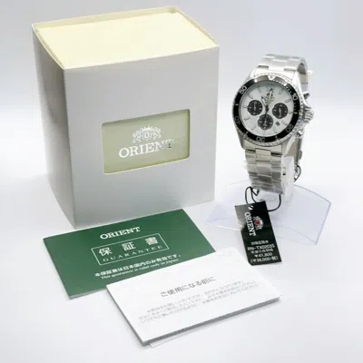 Pre-owned Orient Mako Rn-tx0203s Panda White Dial Solar Analog Chronograph Men Watch-new