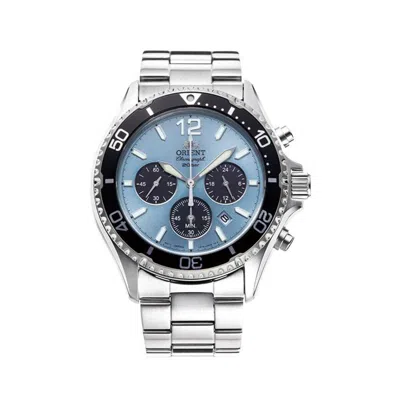 Pre-owned Orient Mako Solar Ice Blue Diver Watch Ra-tx0206l10b