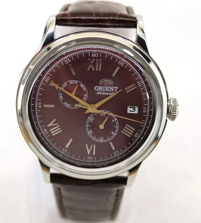 Pre-owned Orient Men's Bambino Gmt Automatic Bordeaux Dial Watch - Ra-ak0705r30b
