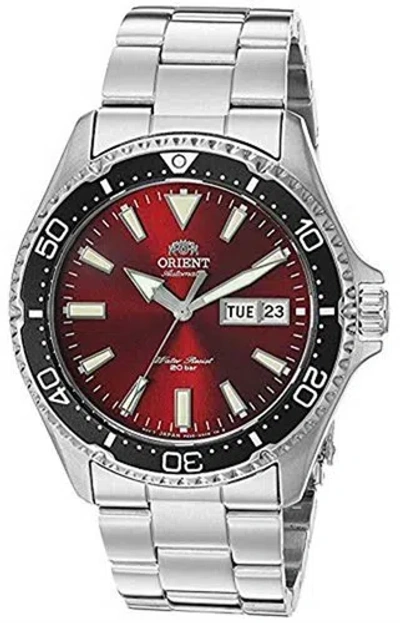 Pre-owned Orient Men's Kamasu Automatic Diving Watch With Sapphire Assorted Colors In Red - Metal Bracelet