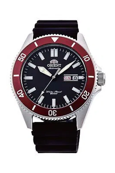 Pre-owned Orient Men's Stainless Steel Automatic Watch With Rubber Strap, Black, 22 (mo...