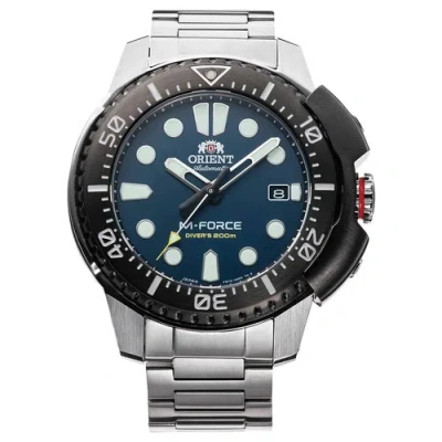 Pre-owned Orient Men's Watch M-force Automatic Dive Blue Dial Bracelet Ra-ac0l07l00b