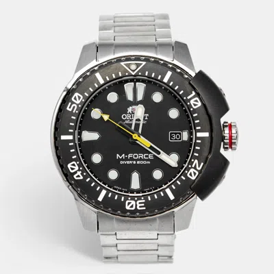 Pre-owned Orient M-force Ra-ac0l01b00b Black Dial Stainless Steel Men's Wristwatch 45 Mm