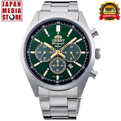 Pre-owned Orient Neo70's Wv0031tx Panda Green Dial Solar Chronograph Men Watch Box