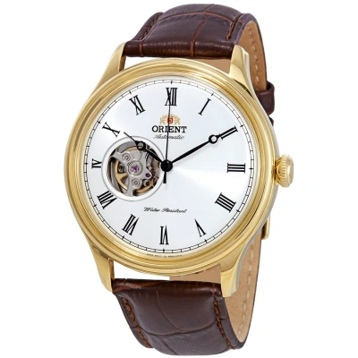 Orient Open Heart Automatic White Dial Men's Watch Fag00002w0 In Black / Brown / Gold Tone / White