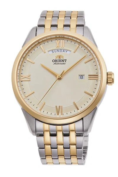 Pre-owned Orient Oyster Day-date Wide Calendar Two Tone Beige Dial Ax0002s Made In Japan