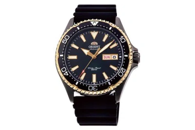 Pre-owned Orient Ra-aa0005b Men's Kamasu Black Silicone Band Black Dial Automatic Watch