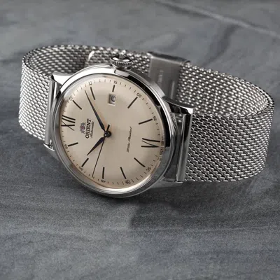 Pre-owned Orient Ra-ac0020g30b Bambino Cream Analog Automatic Stainless Steel Men's Watch