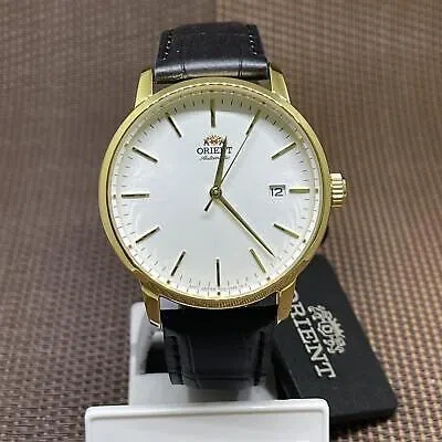 Pre-owned Orient Ra-ac0e03s10b Automatic Classic Black Leather Contemporary Men's Watch