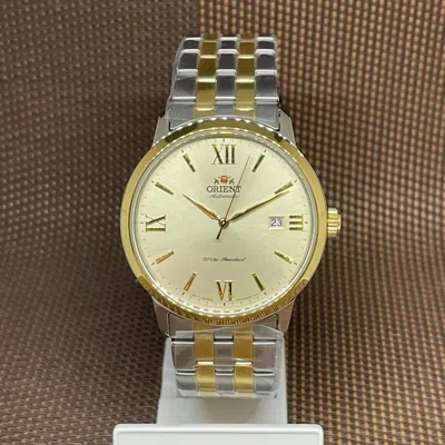 Pre-owned Orient Ra-ac0f08g10b Silver Gold Stainless Steel Analog Automatic Men's Watch