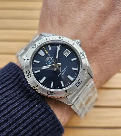 Pre-owned Orient Ra-ac0q02l10b Mako 40 Blue Analog Automatic Men's Diver's Design Watch