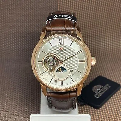 Pre-owned Orient Ra-as0009s10b Sun & Moon Classic Automatic Semi-skeleton Men's Watch