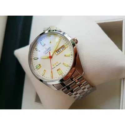Pre-owned Orient Rare  3 Stars Automatic Luminous Hands Sab0c002w White Dial Made In Japan