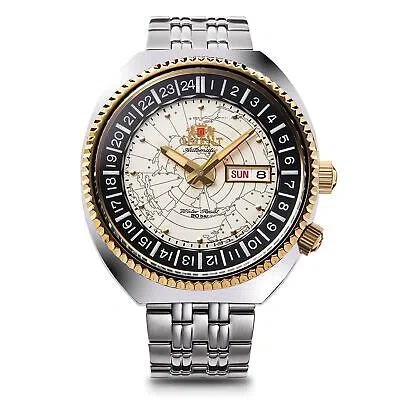 Pre-owned Orient Revival Rn-aa0e01s Men Watch Ivory Dial World Map Automatic Mechanical