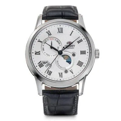 Pre-owned Orient Rn-ak0005s Sun & Moon Mechanical Automatic Watch White Dial 42.5mm Men's