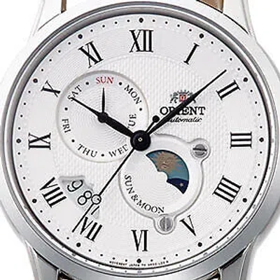 Pre-owned Orient Rn-ak0005s White Sun & Moon Mechanical Automatic Men's Watch In Box