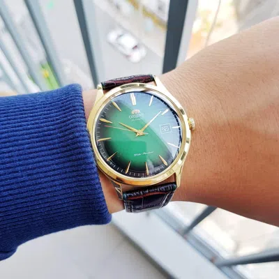 Pre-owned Orient Sac08002f0 Bambino Men's Watch 42mm Mechanical Automatic Green