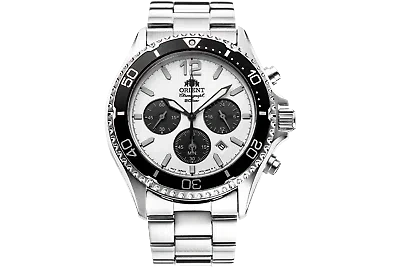 Pre-owned Orient Solar Quartz Panda Chronograph Ra-tx0203s10b Ra-tx0203s