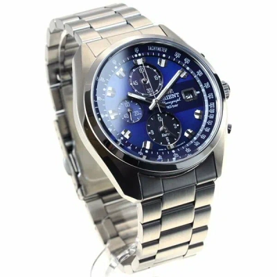 Pre-owned Orient Solar Watch Wv0011ty Neo 70's Horizon Chronograph Navy Silver Japan