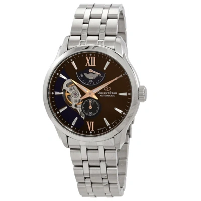 Orient Star Automatic Open Heart Brown Blue Dial Men's Watch Re-av0b02y00b In Blue / Brown / Gold Tone / Rose / Rose Gold Tone