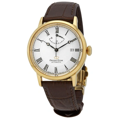 Orient Star Automatic White Dial Brown Leather Men's Watch Re-au0001s00b
