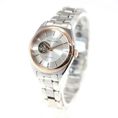 Pre-owned Orient Star Rk-nd0101s Contemporary Semi-skeleton Metal Band White Silver
