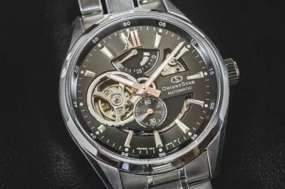 Pre-owned Orient Star Semi Skeleton Sapphire Gray Automatic Steel Watch Re-av0004n Us4