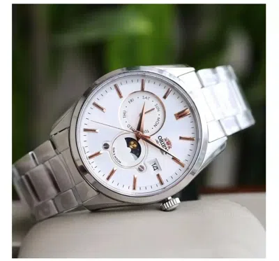 Pre-owned Orient Sun & Moon Ak0301s White Dial Sapphire Crystal Day Date Made In Japan